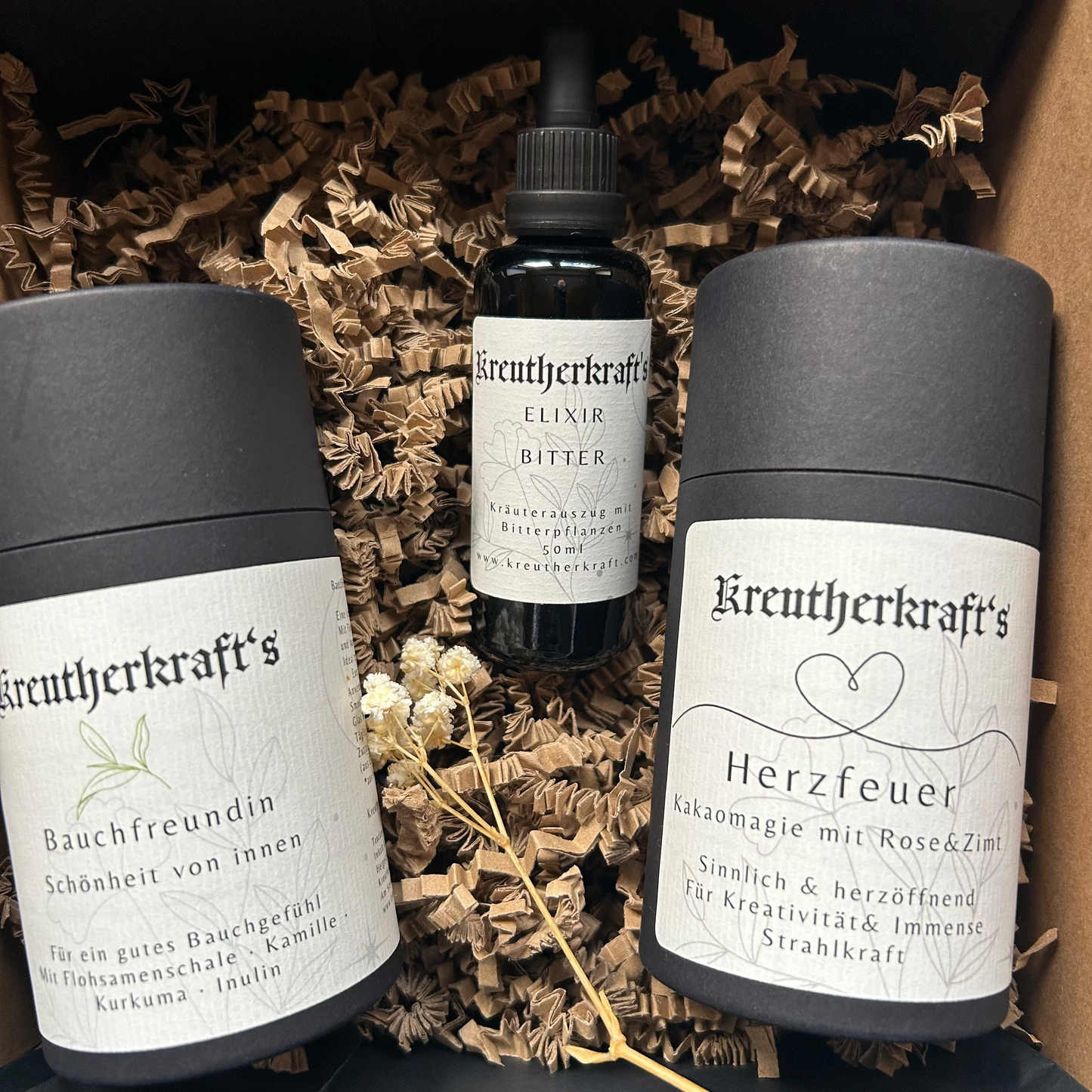 Geschenkbox „Monat im Gleichgewicht“ – Bauchfreundin, Herzfeuer Kakao & Bittertropfen | Ritualset